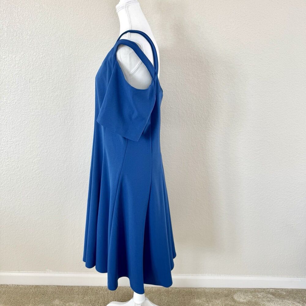$99 Lane Bryant Strappy Cold Shoulder Fit & Flare Dress Royal Blue Plus Size 16 - Picture 11 of 16